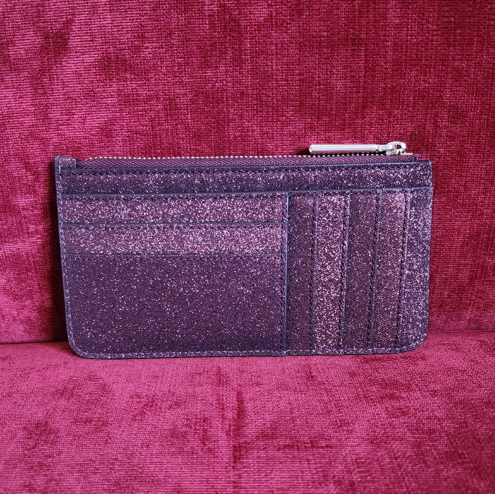 Kate Spade Shimmy Glitter Fabric Zip Long Card Case - Good Used Condition - Picture 4 of 15